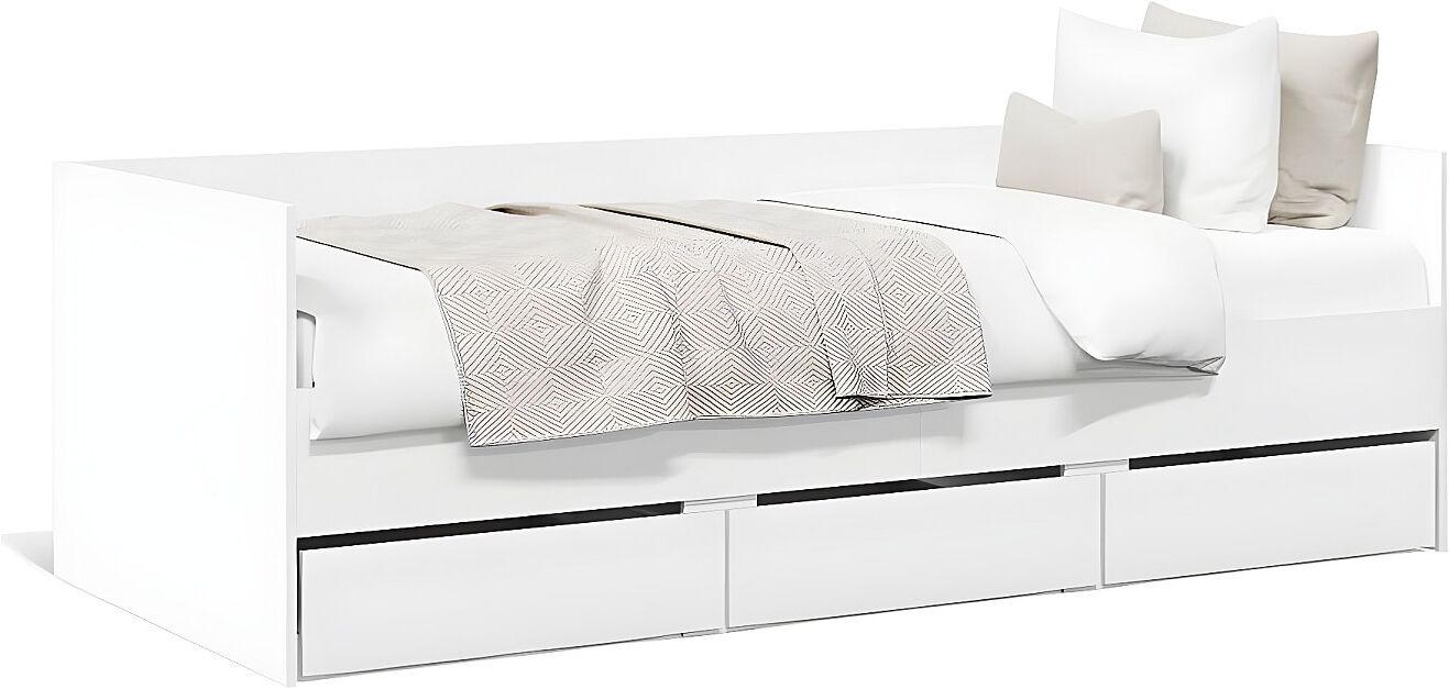 Clicnbuy Tumbona con cajones madera de ingeniería blanco 90x190 cm