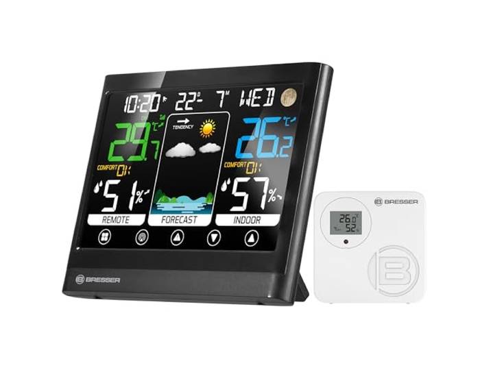 Bresser MeteoTemp BF Draadloos weerstation met touch-display, draadloze buitensensor, luchtdruk, weersvoorspelling, binnenklimaatindicator, temperatuur-, luchtvochtigheids- en ontvangst van