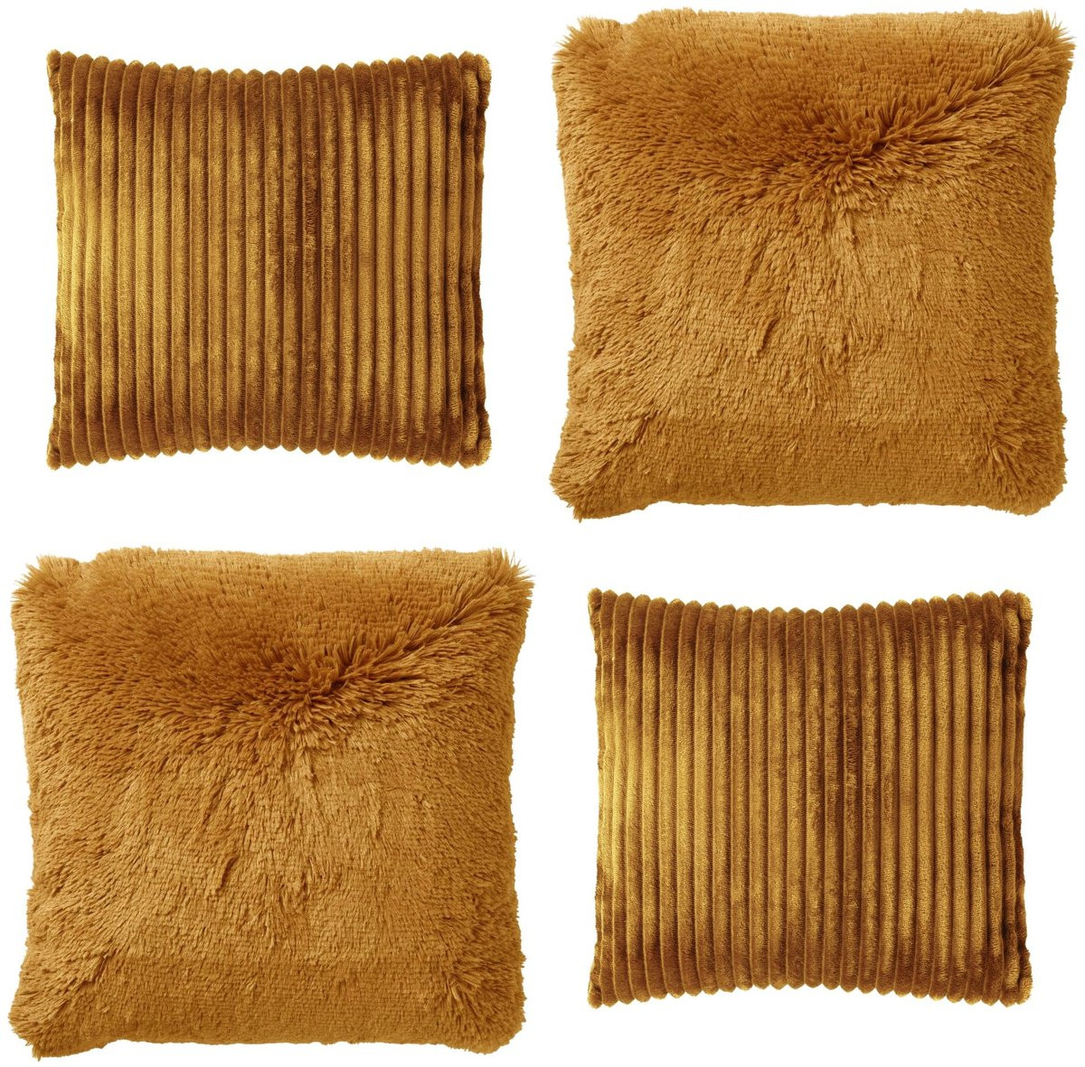 Dutch Decor Kussenset Cosy Layers - 4-delig - Geel - Inclusief binnenkussens - B/D/H: 60 x 60 cm en 45 x 45 cm