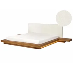 BETT mit LED 180/200 cm MDF-Platte Hellbraun Zen