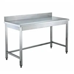 Big-Gastro Edelstahl Arbeitstisch 700 x 700 - mit Verstrebung & Aufkantung - IDEAL