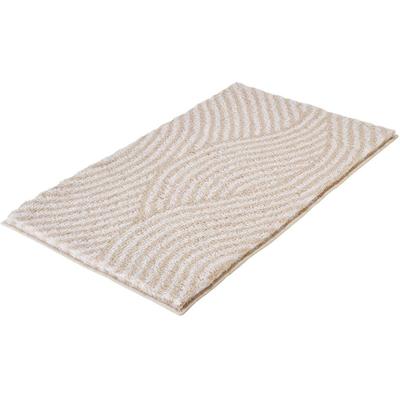 Badematte KLEINE WOLKE "Calma, Badvorleger, Badezimmer Teppich", beige (macadamia), H:30mm, Polyacryl, Badematten, Badematte, Badteppich, Wellen Design