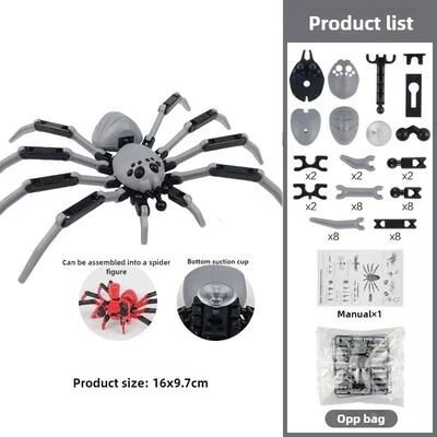 Useful Little Things Articulated Robot Spider Toy With Suction Cup 3D Printed Collectible spider Grey