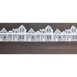 Fensterdekoration STICKEREIEN PLAUEN "Häuser" Gr. 1, weiß, B:42cm H:13cm, Polyester, Fensterbilder, Geschenkartikel, Fensterdekoration "Häuser"