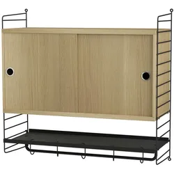 Hängeschrank mit Schiebetüren und Kleiderstange Eiche/Schwarz