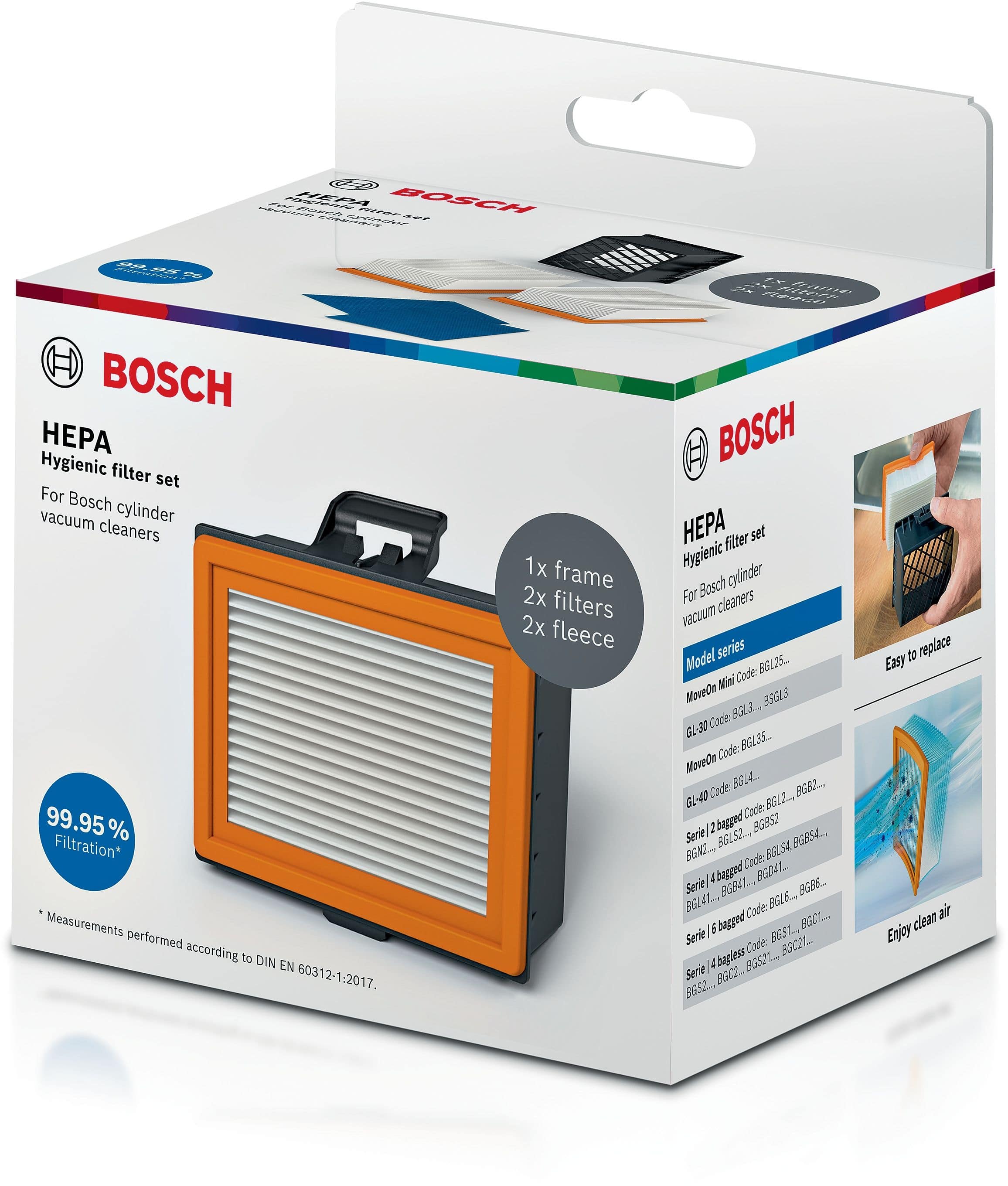 Bosch BBZ160HF HEPA-Hygienefilter (Schwarz/Orange/Weiß)