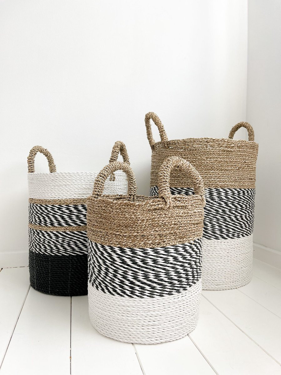Little Lofts Mand Saga S van zeegras en rattan met handvatten