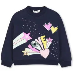 Billieblush für Mädchen. U21603 Sweatshirt Love navy (5Y= 108cm), Lässig, Baumwolle, Marine, Kinderbekleidung