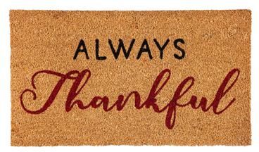 Evergreen "28"" x 16"" Natural Coir Door Mat, Always Thankful - 28"" x 16"""