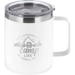 Camplife Edelstahl Thermo-Trinkbecher mit Henkel und Deckel 450 ml weiß