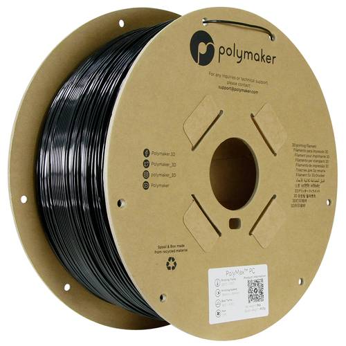 Polymaker PC02007 Filament PC (Polycarbonat) schlagfest, hitzebeständig 1.75mm 3000g Schwarz PolyMax 1St.