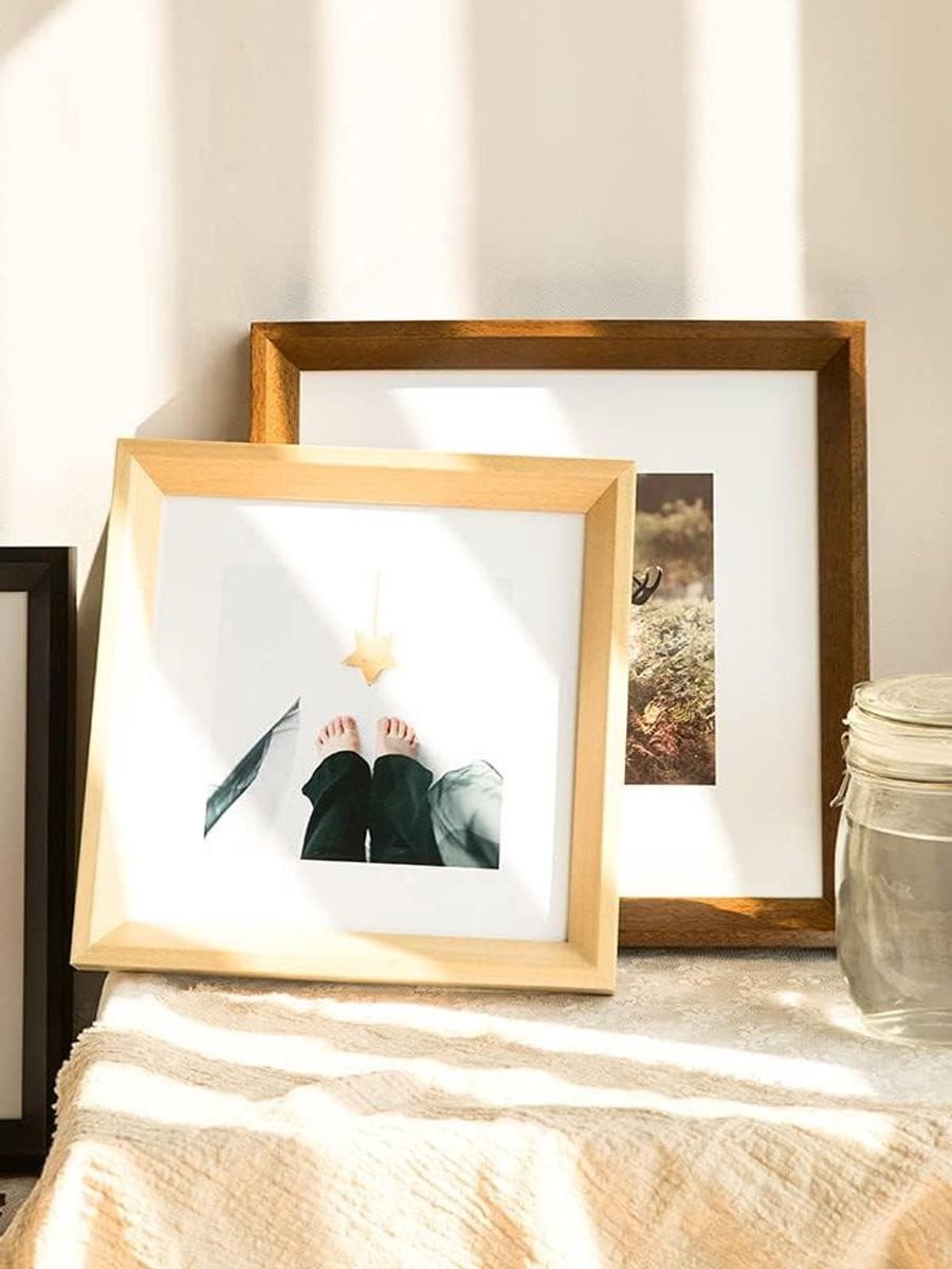 Massief houten fotolijst 7 inch vierkant - Walnoot - Vocht- en stofdicht