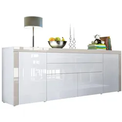 SIDEBOARD La Paz Weiß Hochglanz / Sandgrau Hochglanz