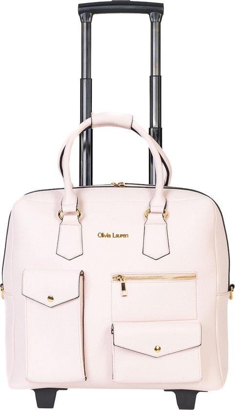 Olivia Lauren Tokyo Trolleytasche 17-Zoll Laptop, 10 Fächer, rosa, Kunstleder