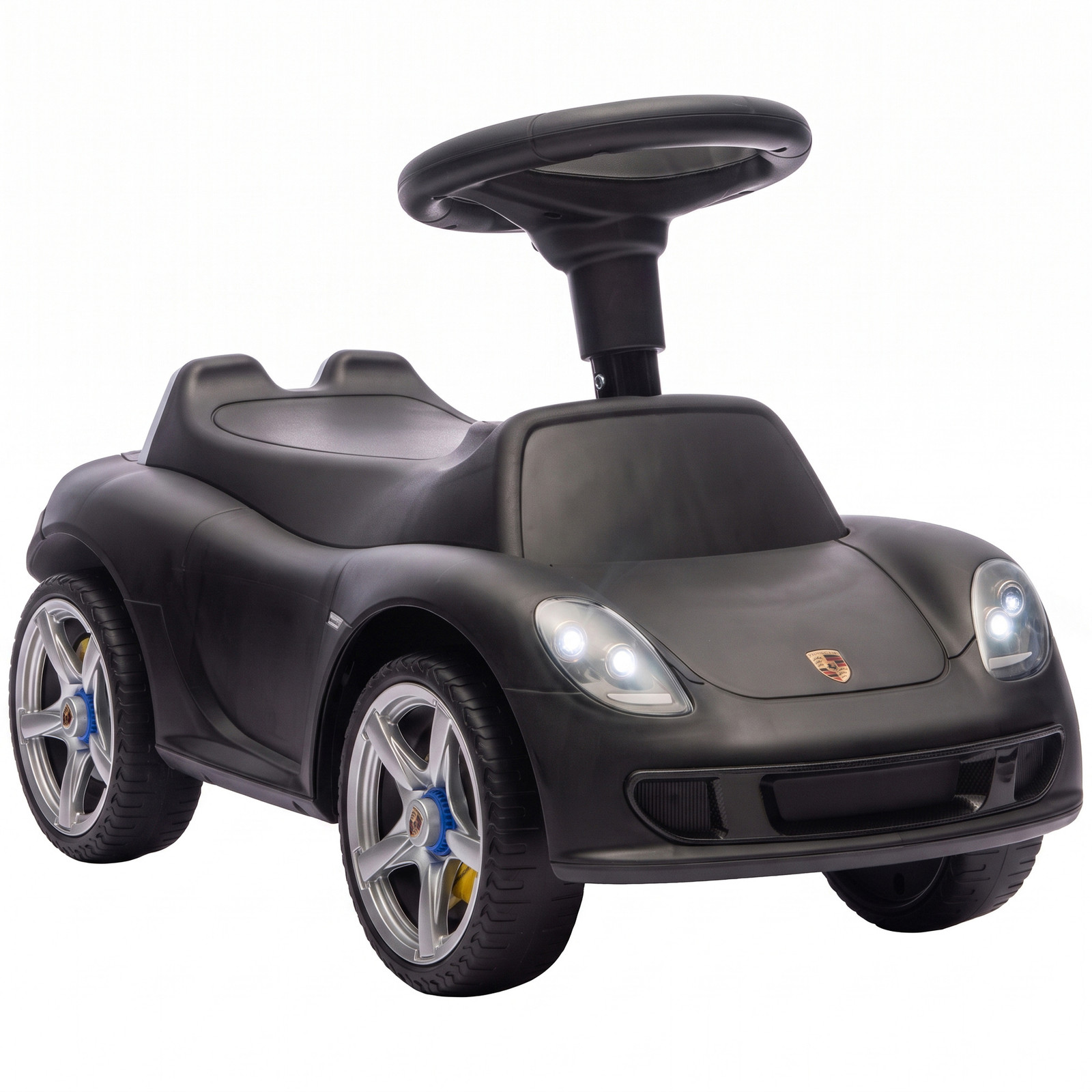 AIYAPLAY Porsche kinderloopauto met claxon, verlichting en motorgeluiden, matzwart