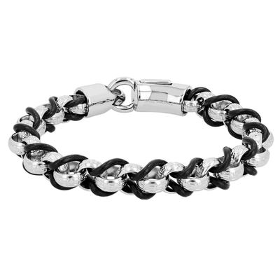 Armband ADELIA´S "Armband aus Leder 19 cm", schwarz (silber), Armbänder, Herren, 19cm, Leder, Armband, Zum Verschenken – ideal zum Weihnachten