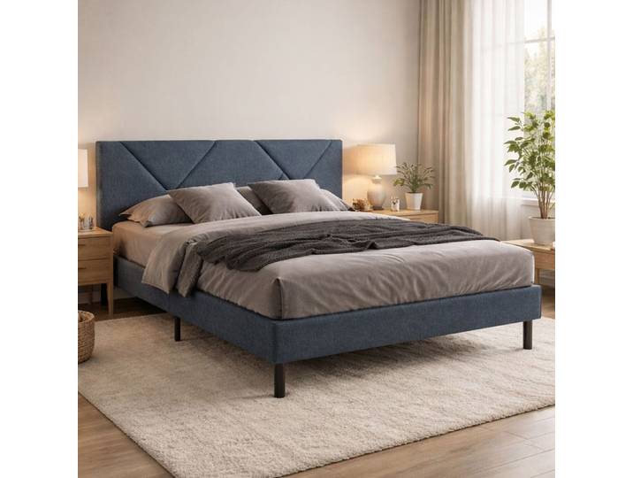 Lit double Morpheus Dmora en tissu bleu