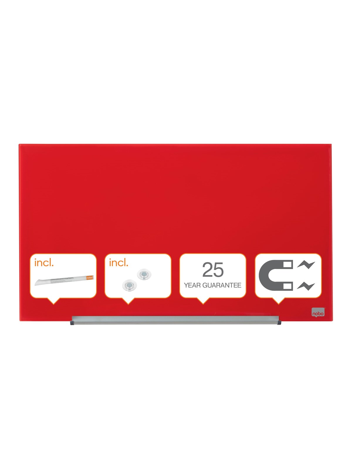 Nobo Impression Pro Whiteboard Glas Widescreen 31" Rot