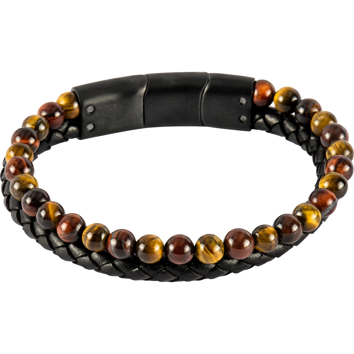 Jacques Lemans Lederarmband mit Tigerauge