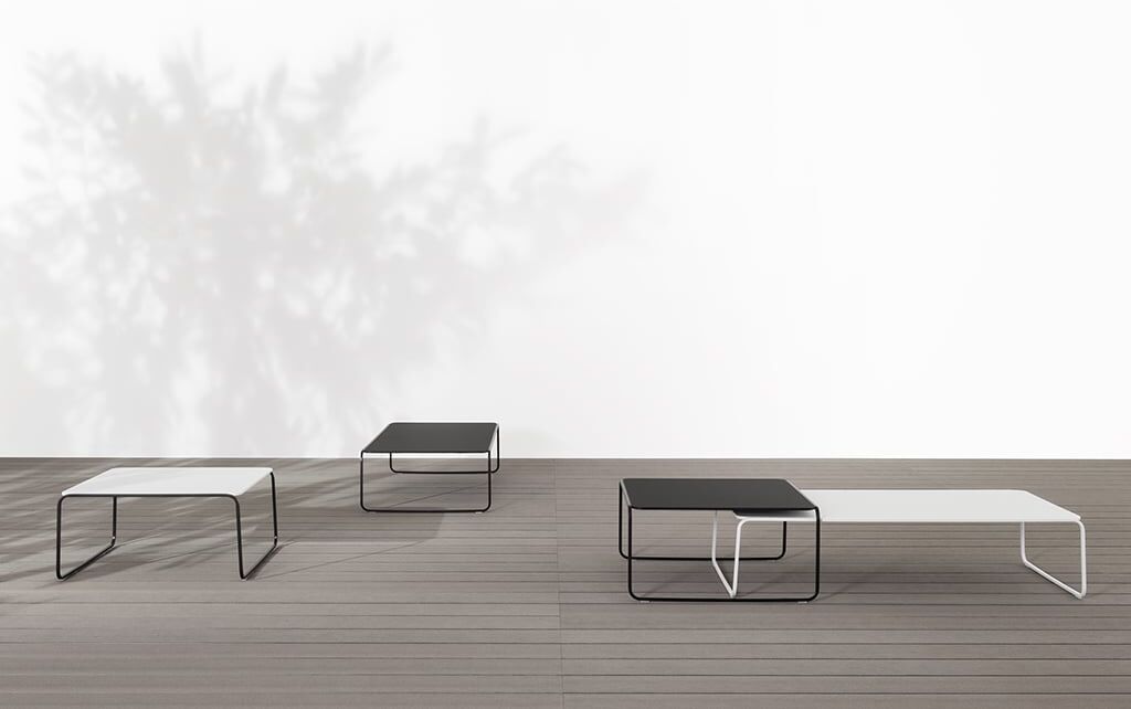 Lapalma Toè Outdoor Beistelltisch (128 x 64cm, weiß lackiert, HPL Fenix rosso Ja... 128 x 64cm   weiß lackiert   HPL Fenix rosso Jaipur