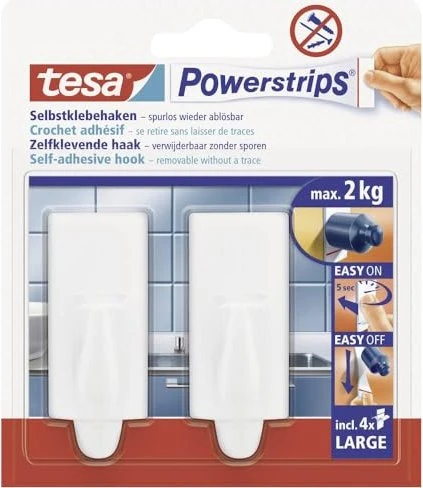 tesa Powerstrips-Haken, large trend, 2er-Pack, weiß