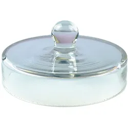 Überfalldeckel aus Glas mit Knopf 10 cm Ø