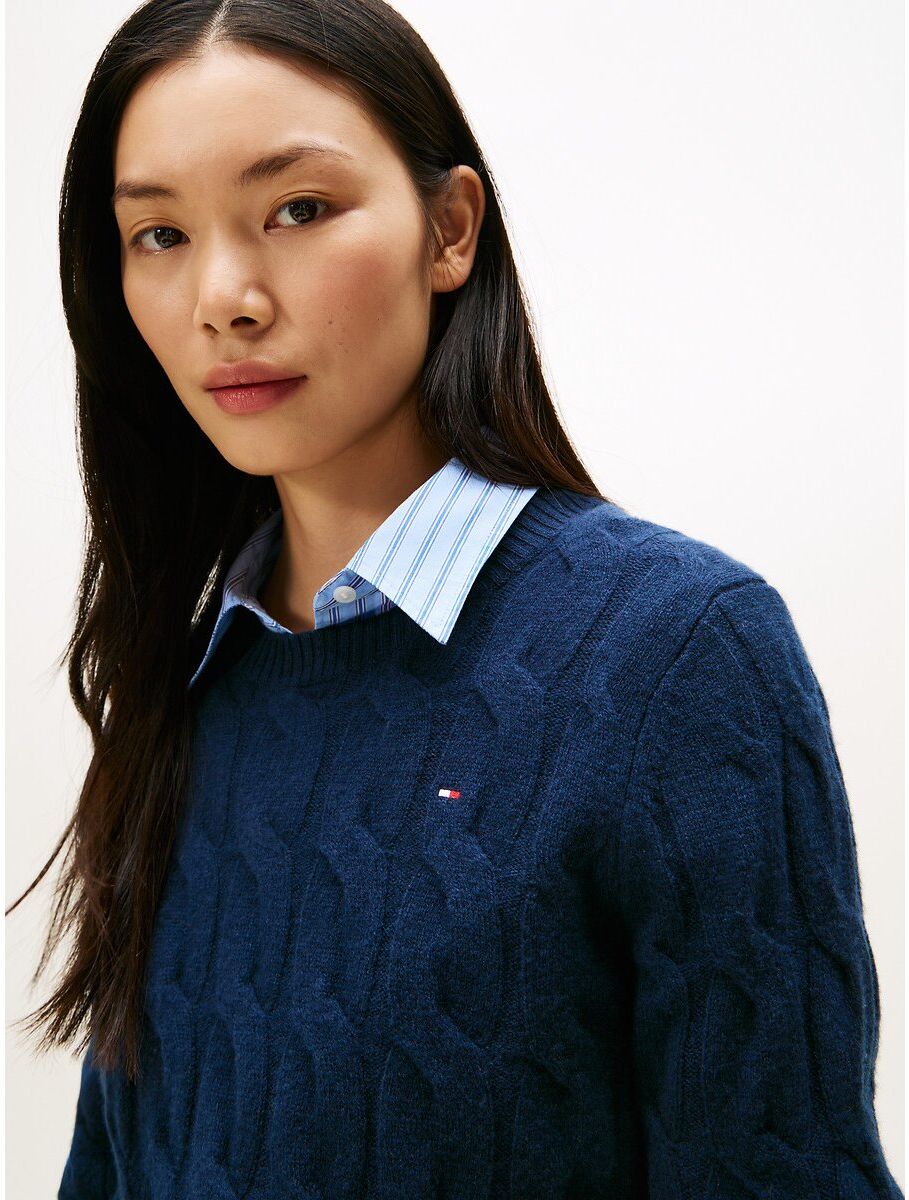 TOMMY HILFIGER Pull col rond en laine torsadée