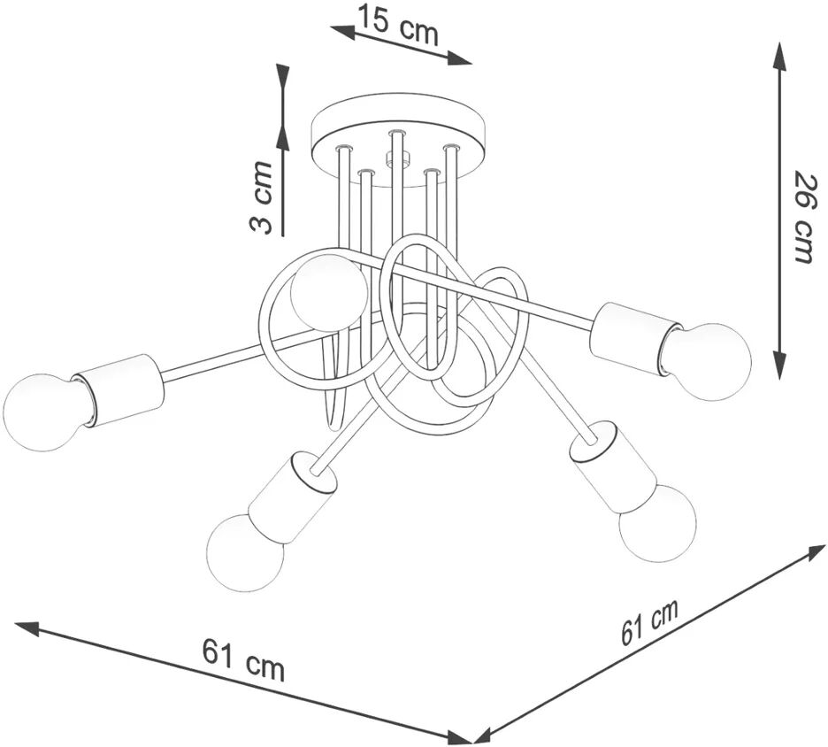Lumes Pięcioramienna biała lampa sufitowa - T1-D30