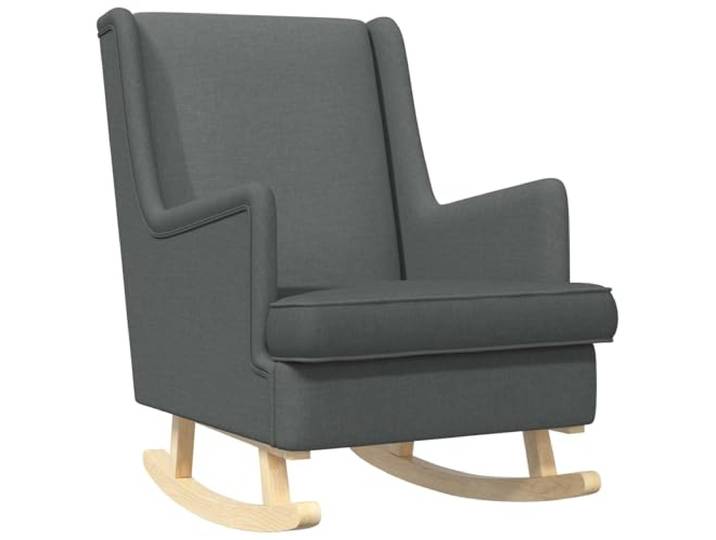 Schaukelstuhl Dunkelgrau aus Textil 62 x 80 x 85 cm Metallrahmen, Holzführungen, herausnehmbares Kissen, hoher Komfort, leichte Reinigung, stabile Konstruktion
