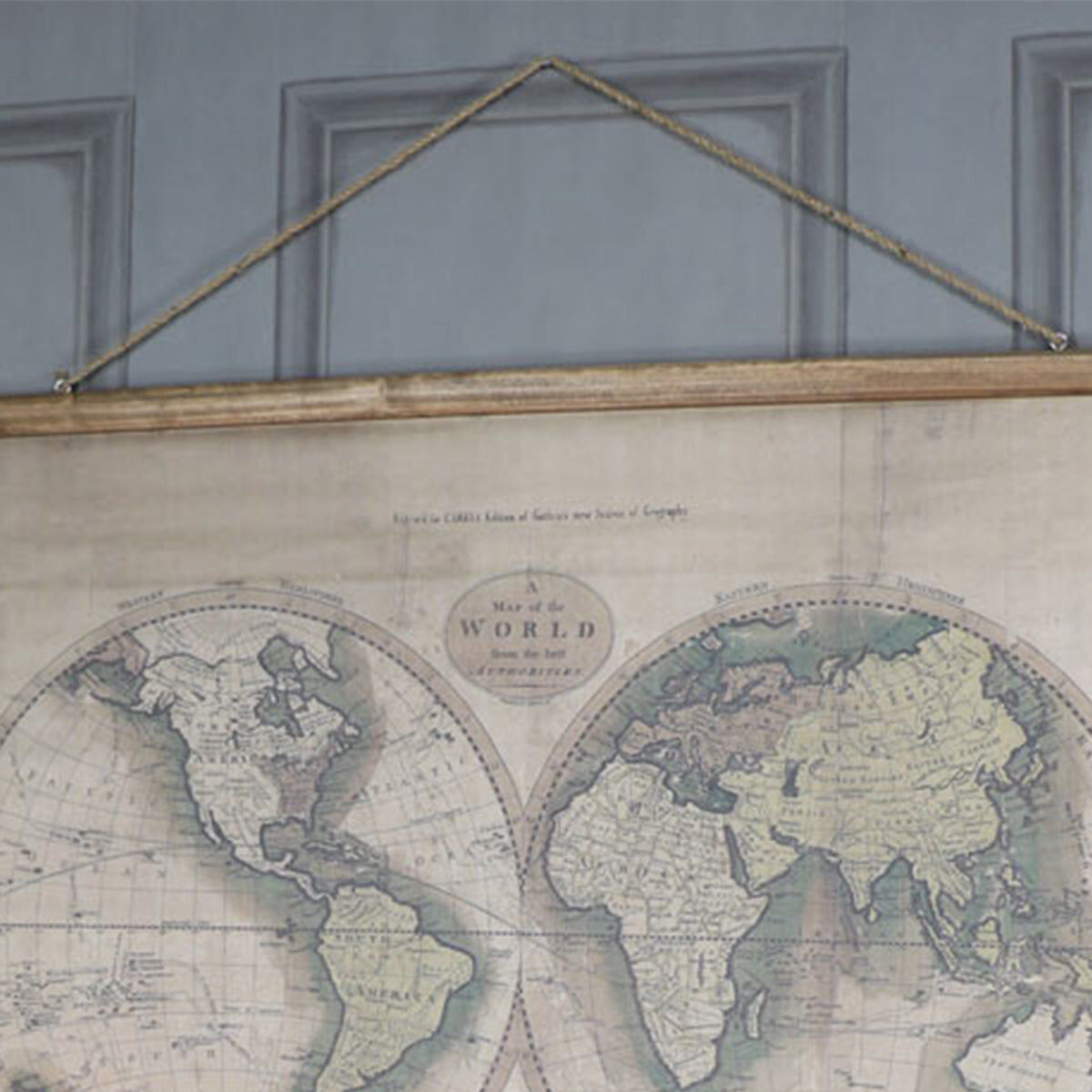 Large Rustic World Map Hanging Canvas Print 106cm x 73cm Canvas, Wood