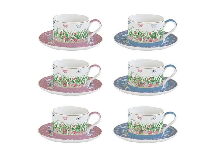 EasyLife Tasse Spring Parade, Porzellan, Spülmaschinengeeignet, Mehrfarbig, Schmetterlinge & Blumenwiese, H: cm
