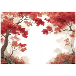 FOTOTAPETE Wald Bäume Rot 300x210 cm