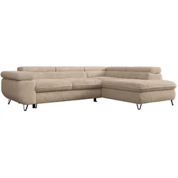 ECKSOFA PEDRO L Beige Plüsch - Rechts Seite