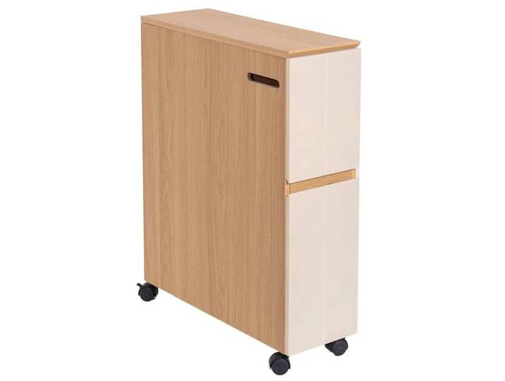 MEUBLE MALIN MULTI FONCTIONS SUR ROULETTES AVEC 2 TIROIRS ET DEROULEUR PAPIER WC- RIVOLI - Tendance