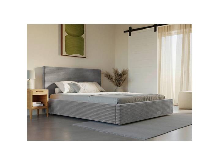 Boxxx Polsterbett, Grau, Kunststoff, Birke, Schichtholz, 200x200 cm, Bettkasten, gepolstertes Kopfteil, in verschiedenen Größen erhältlich, Schlafzimmer, Betten, Polsterbetten