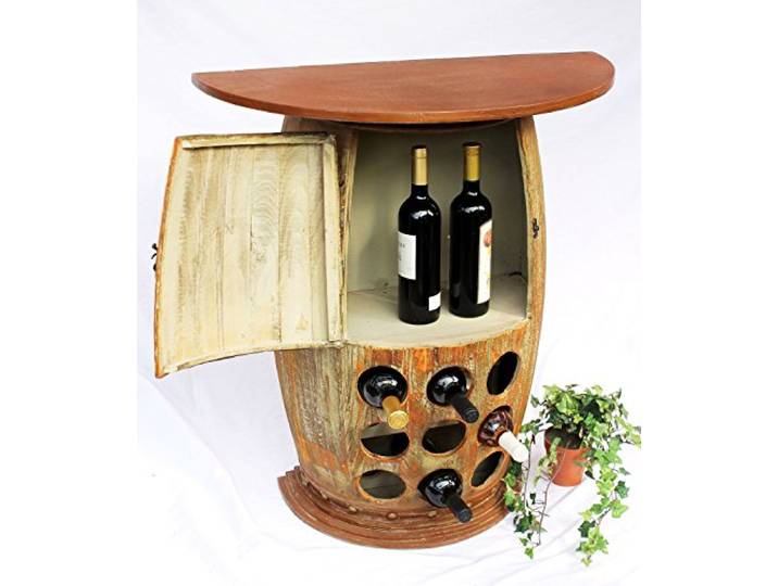 DanDiBo Wandtisch Weinfass Weinregal halbrund 1500 Bar Flaschenständer 85cm Weinfass Holzfass Schrank