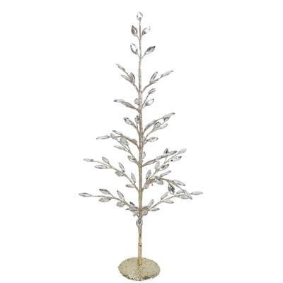 Kunstbaum I.GE.A. "Dekobaum mit Acryl-Steinchen", gold (champagner), B:25cm H:51cm L:25cm, Metall, Kunstpflanzen, und Glimmer Weihnachtsbaum Christbaum Weihnachtsdeko