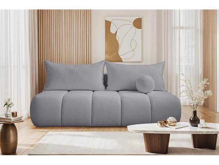 Kaiser Möbel Dreisitziges Sofa PIANO mit Schlaffunktion Grau