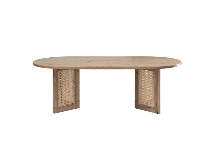 Calicosy - Table Basse Ovale Avec Piètements Rotin L120 Cm - Talia