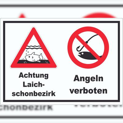 HB-Druck Achtung Laichschonbezirk Angeln verboten Aufkleber A3 (297x420mm)