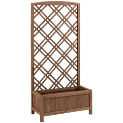 Outsunny Blumenkasten aus Holz mit Rankgitter für Kletterpflanzen und Nutzpflanzen auf Terrassen, im Garten oder auf dem Balkon – 60x30x122,5 cm Natur