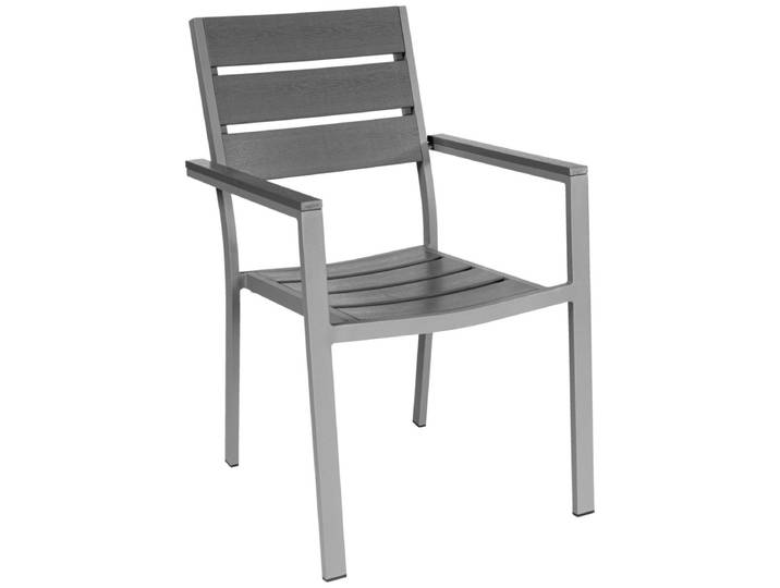 PULSIVA Outdoor-Stuhl Lamero mit Armlehnen 55x60x88.5 cm (BxTxH); Sitz anthrazit, Gestell grau; 2 Stück / Pack