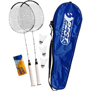 Best-Sporting Badmintonschläger 200 XT, Set, 6-teilig, 2 Schläger, 3 Bälle & Transporttasche
