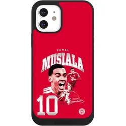 Nivocase Handyhülle für Apple iPhone 12 Hülle NIVOpure Case Schwarz FC Bayern München FCB Jamal Musiala (Apple iPhone 12), Smartphone Hülle, Schwarz