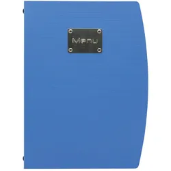 Securit® Speisekartenhülle A4 "Rio" - Blau - "Menu"-Plakette inklusive - 4 Sichtseiten