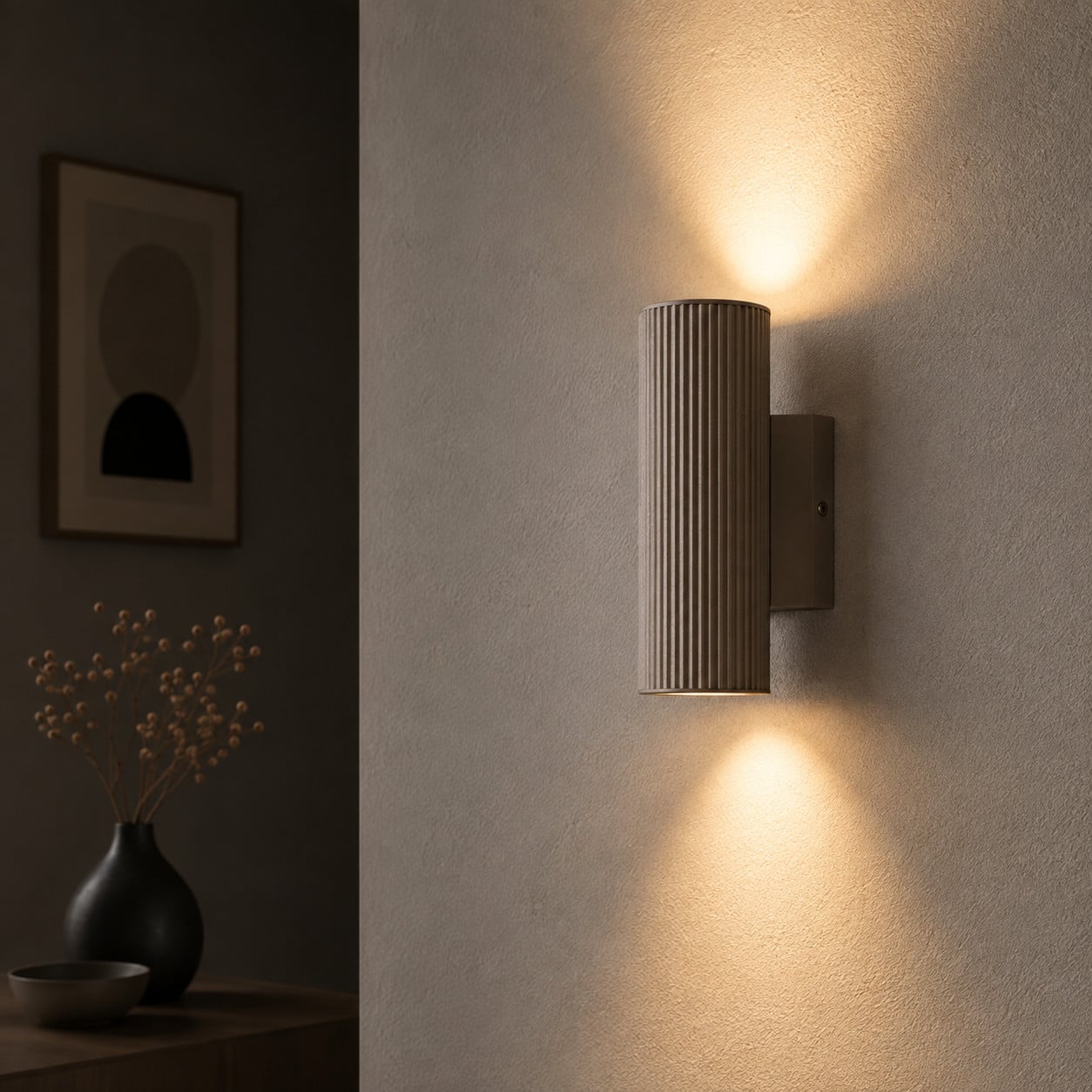 Artdelight Ribella Wandspot met Ribbels - Bruin en Zwart