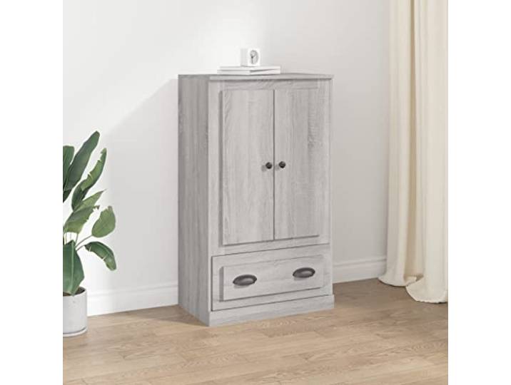 Langlebiges Highboard aus Holzwerkstoff mit zeitlosem Design, stilvolles Highboard mit viel Stauraum für eine Elegante Einrichtung, Grau Sonoma 60x35,5x103,5 cm