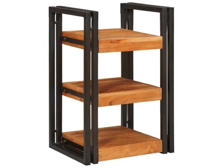 KTHLBRH Nachttisch 2 Stück Massivholz Akazienholz Braun und Schwarz Elegantes rustikales Design, rechteckige Form, kompakte Größe, robust