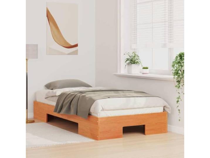 KTHLBRH Bettgestell braun 90 x 200 cm Dackel-Design, robuster Rahmen, geeignet für kleine Räume, einfache Montage