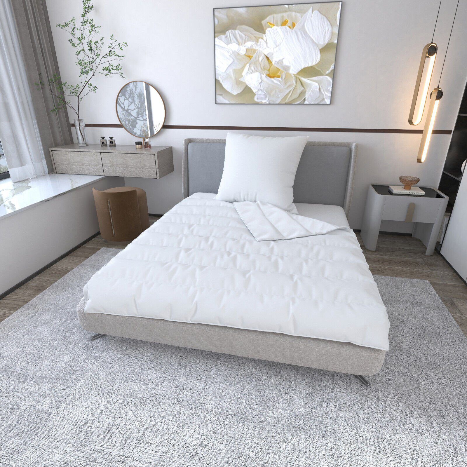Microfaserbettdecke + Kopfkissen JEKATEX "Schlafkomfort fürs ganze Jahr", weiss (weiß), B/L: 155cm x 220cm Anzahl Teile 1, B/L: 80cm x 80cm Anzahl Teile 1, Bezug: Kunstfaser Füllung: Kunstfaser, normal, Bettdecken Bezug: 100% Polyester. Kopfkissen Bezug: 